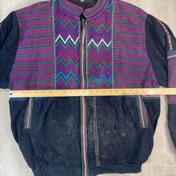 VINTAGE EMBROIDERED COTTON COLORFUL MADE IN GUATEMALA JACKET XL - Picture 7 of 8